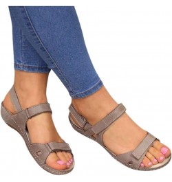 Gladiator Sandals For Women Open Women's Causal Wedges Outdoor Beach Toe Sandals Solid Ladies Shoes Women's Grey $13.72 Sandals