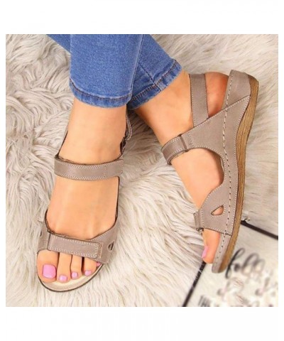 Gladiator Sandals For Women Open Women's Causal Wedges Outdoor Beach Toe Sandals Solid Ladies Shoes Women's Grey $13.72 Sandals