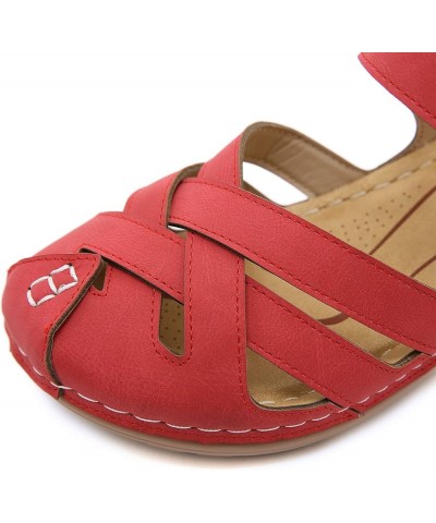 espadrille sandal wedge Womens Summer Wedge Heel Hollow Breathable Large Size Ladies Sandals Z 01-red $14.89 Sandals