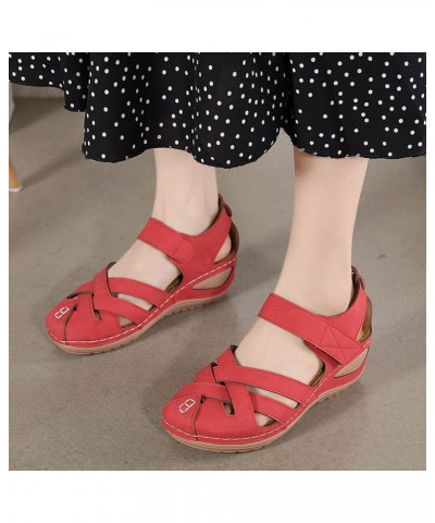 espadrille sandal wedge Womens Summer Wedge Heel Hollow Breathable Large Size Ladies Sandals Z 01-red $14.89 Sandals