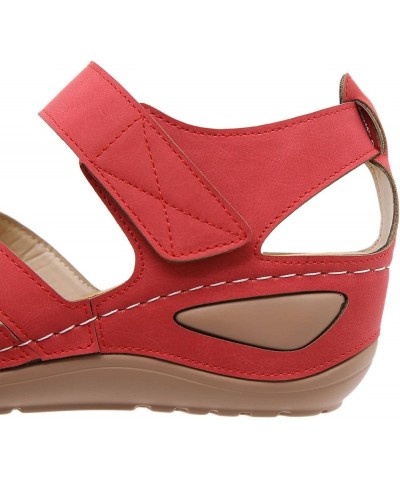 espadrille sandal wedge Womens Summer Wedge Heel Hollow Breathable Large Size Ladies Sandals Z 01-red $14.89 Sandals