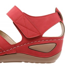 espadrille sandal wedge Womens Summer Wedge Heel Hollow Breathable Large Size Ladies Sandals Z 01-red $14.89 Sandals