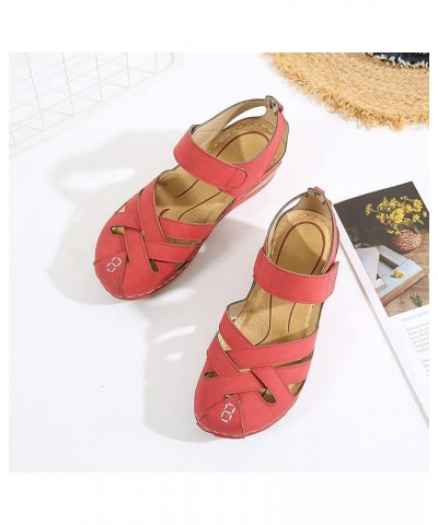 espadrille sandal wedge Womens Summer Wedge Heel Hollow Breathable Large Size Ladies Sandals Z 01-red $14.89 Sandals