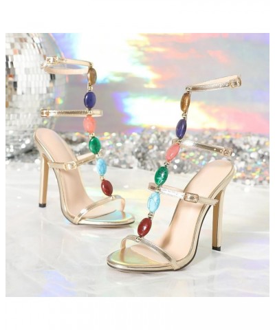 Hard Sole Slippers Womens Sandals New Sexy Stilettos Pearl Buckle Straps Sexy Women's Sandals Wedge for Women Summer Gold $22...