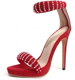 Women Crystal Heeld Sandals Zip Party Wedding Gladiator Stiletto High Heels Platform Shoes 8.5 Red $41.72 Sandals