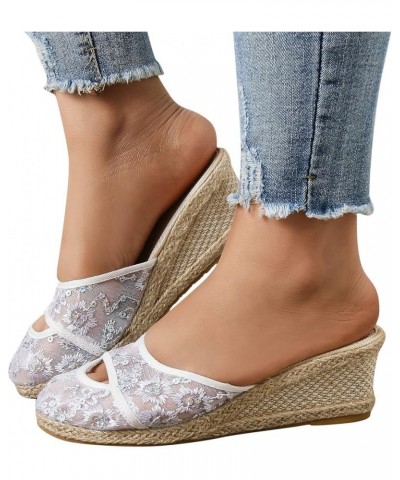 Wedges for Women Dressy Summer Comfortable Espadrilles Closed Toe Elastic Platform Wedges Sandals Casual Shoes H10a-white $21...