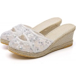 Wedges for Women Dressy Summer Comfortable Espadrilles Closed Toe Elastic Platform Wedges Sandals Casual Shoes H10a-white $21...