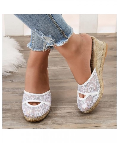 Wedges for Women Dressy Summer Comfortable Espadrilles Closed Toe Elastic Platform Wedges Sandals Casual Shoes H10a-white $21...