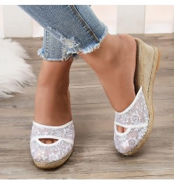 Wedges for Women Dressy Summer Comfortable Espadrilles Closed Toe Elastic Platform Wedges Sandals Casual Shoes H10a-white $21...