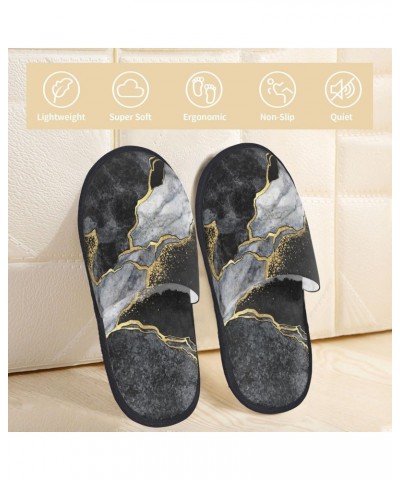 House Slippers For Women, Abstract Marble Texture Grunge (92) Medium Fuzzy House Slippers Indoor SPA Outdoor Travel Plush, Gi...