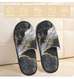 House Slippers For Women, Abstract Marble Texture Grunge (92) Medium Fuzzy House Slippers Indoor SPA Outdoor Travel Plush, Gi...