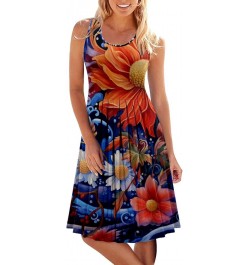 Womens Tunic Dresses Short Sleeve Swing Sundress Flowy Tiered Maxi Beach Dress Sexy Women Birthday Dresses Blue-2024 Independ...