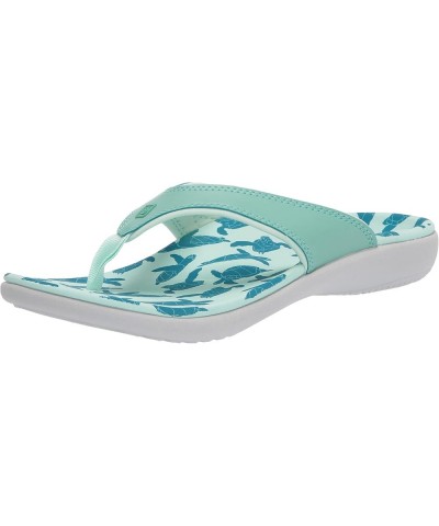 Women's Yumi Ocean Flip Flop Teal Turtles $26.30 Sandals