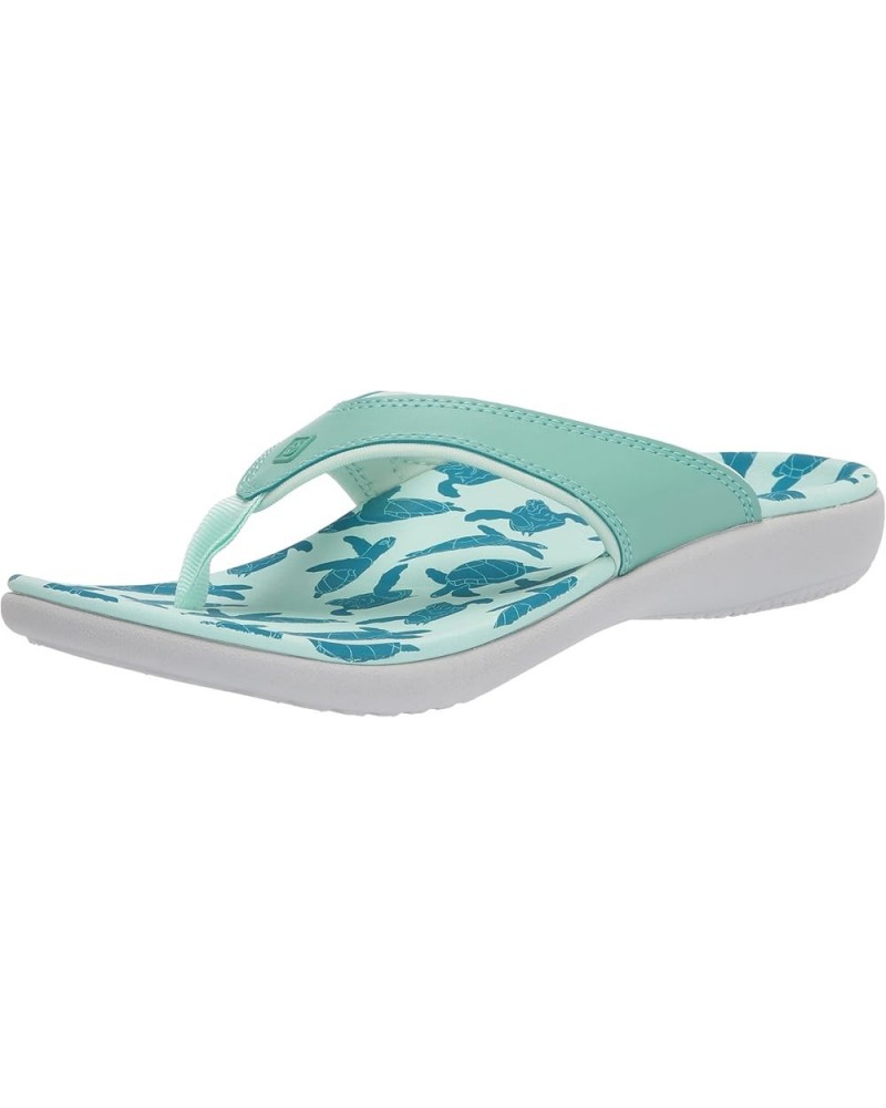 Women's Yumi Ocean Flip Flop Teal Turtles $26.30 Sandals