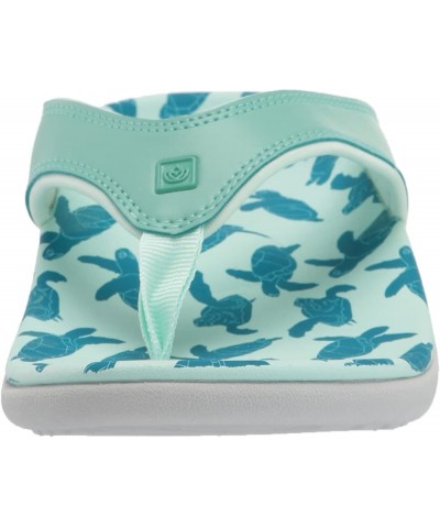 Women's Yumi Ocean Flip Flop Teal Turtles $26.30 Sandals