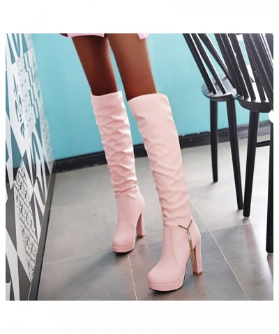 Boots for Women Knee High Sexy Ladies Shoes Fashion Boots Casual Flat Heel Platform Cowboy Boots for Women Leather Pink 4 $23...