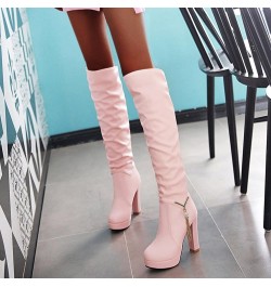 Boots for Women Knee High Sexy Ladies Shoes Fashion Boots Casual Flat Heel Platform Cowboy Boots for Women Leather Pink 4 $23...