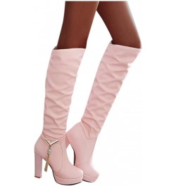 Boots for Women Knee High Sexy Ladies Shoes Fashion Boots Casual Flat Heel Platform Cowboy Boots for Women Leather Pink 4 $23...