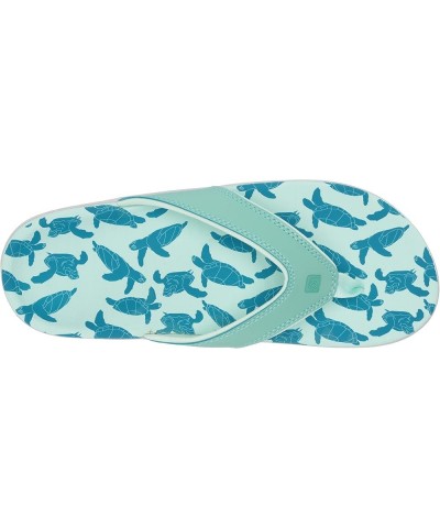 Women's Yumi Ocean Flip Flop Teal Turtles $26.30 Sandals