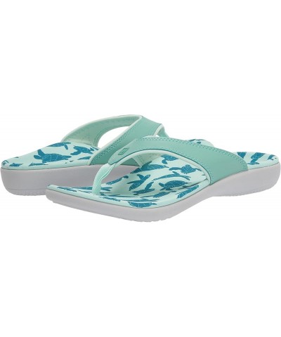 Women's Yumi Ocean Flip Flop Teal Turtles $26.30 Sandals