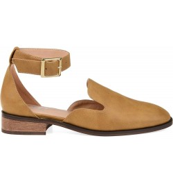 Brinley Co. Womens Square Toe Ankle Strap Flat Mustard $33.79 Flats