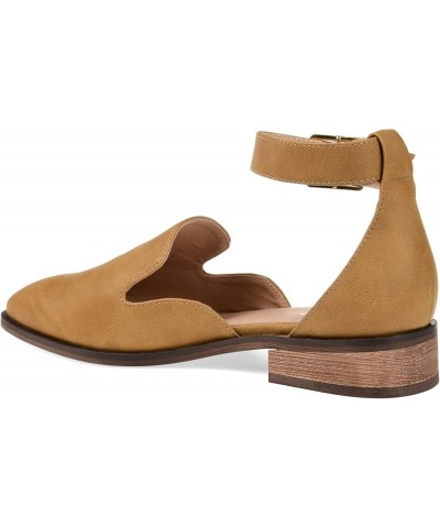 Brinley Co. Womens Square Toe Ankle Strap Flat Mustard $33.79 Flats