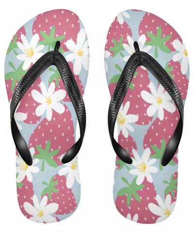 Strawberry Fruit Flowers Womens Flip Flops Summer Beach Sandals Casual Thong Slippers Comfortable Shower Slippers Non Slip Wa...