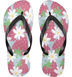 Strawberry Fruit Flowers Womens Flip Flops Summer Beach Sandals Casual Thong Slippers Comfortable Shower Slippers Non Slip Wa...