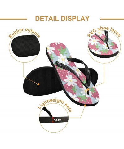 Strawberry Fruit Flowers Womens Flip Flops Summer Beach Sandals Casual Thong Slippers Comfortable Shower Slippers Non Slip Wa...