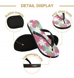 Strawberry Fruit Flowers Womens Flip Flops Summer Beach Sandals Casual Thong Slippers Comfortable Shower Slippers Non Slip Wa...