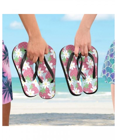 Strawberry Fruit Flowers Womens Flip Flops Summer Beach Sandals Casual Thong Slippers Comfortable Shower Slippers Non Slip Wa...