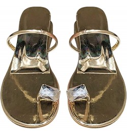 Womens Rhinestone Thong Wedge Flatform Sandal Single Strap Low Heel Slip-on Slides Sandals Casual Summer Beach Shoes Gold $14...