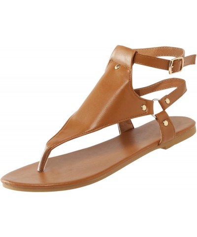 Hiking Sandals Women Sandalias Sandalias Sandals Women Dressy Comfortable Orthopedic Flats For Women Arch Brown-d $14.21 Sandals