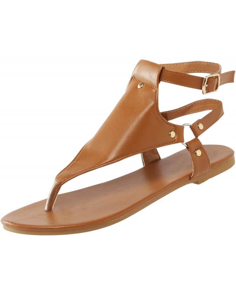 Hiking Sandals Women Sandalias Sandalias Sandals Women Dressy Comfortable Orthopedic Flats For Women Arch Brown-d $14.21 Sandals