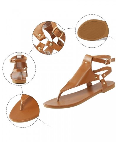 Hiking Sandals Women Sandalias Sandalias Sandals Women Dressy Comfortable Orthopedic Flats For Women Arch Brown-d $14.21 Sandals