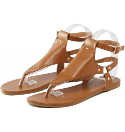 Hiking Sandals Women Sandalias Sandalias Sandals Women Dressy Comfortable Orthopedic Flats For Women Arch Brown-d $14.21 Sandals