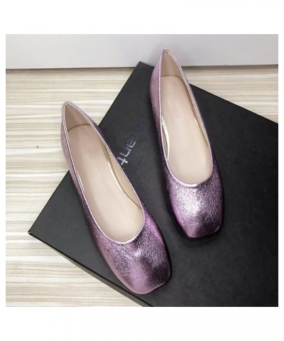 Ballets Flats for Women Square Toe Slip on Comfortable Flat Shoes Walking Dress Flats Loafers B Light Purple $17.70 Flats