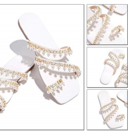 Ladies Summer Crystal Retro Sandals Casual Women Slippers Fashion Shoes Flat Women's Slipper Comfort Slippers for Women (Blac...