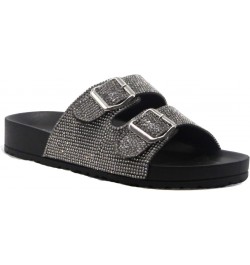 Billion Dollar Sandals Slides Slippers for Women, Womens Mules Slip On House Shoe with Faux Rhinestones - Black Size 10 $13.9...