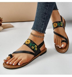 Sandalias de suela gruesa mujer Zapatos Color sólido Elástico Una línea Punta redonda Tacón rectangular Hebilla Tacón J-016 B...