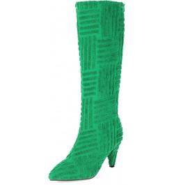 YUE Women Knee High Boots Suede High Heeled Winter Shoes Green $40.56 Boots