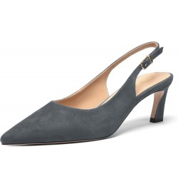 Womens Ankle Strap Night Club Pointed Toe Buckle Cute Suede Kitten Leather Low Heel Pumps Shoes 2 Inch Grey $52.89 Pumps