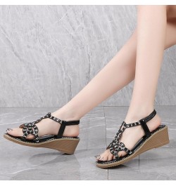 Women's Strappy Heels Summer Open Toe Heels Slippers Sandals & Flip Flops Pump Sandals Evening for Women Black $13.85 Sandals