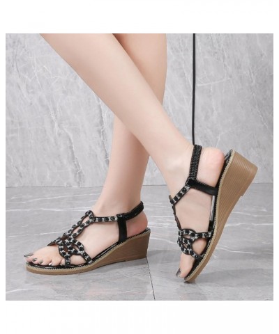 Women's Strappy Heels Summer Open Toe Heels Slippers Sandals & Flip Flops Pump Sandals Evening for Women Black $13.85 Sandals