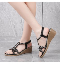 Women's Strappy Heels Summer Open Toe Heels Slippers Sandals & Flip Flops Pump Sandals Evening for Women Black $13.85 Sandals