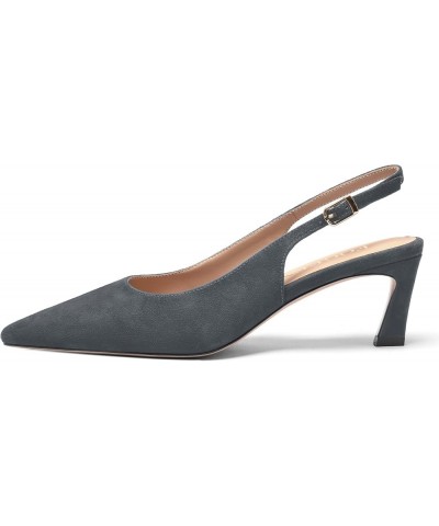 Womens Ankle Strap Night Club Pointed Toe Buckle Cute Suede Kitten Leather Low Heel Pumps Shoes 2 Inch Grey $52.89 Pumps