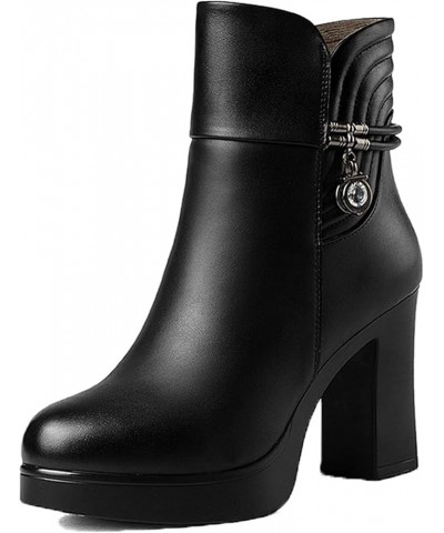 Women's Boots, Warm in Winter, Plush High Heels, Urban Casual and Comfortable, Can Wear Leather Ankle Boots Black $27.98 Boots