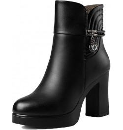 Women's Boots, Warm in Winter, Plush High Heels, Urban Casual and Comfortable, Can Wear Leather Ankle Boots Black $27.98 Boots