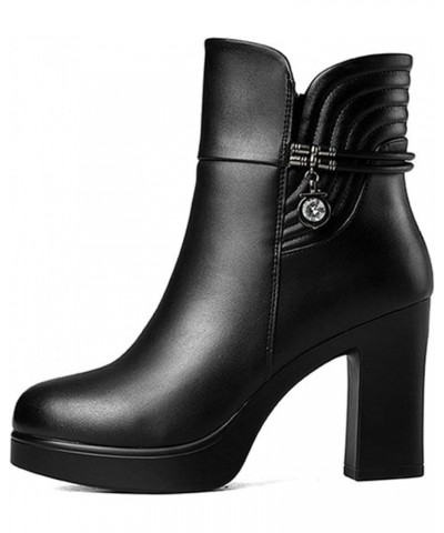 Women's Boots, Warm in Winter, Plush High Heels, Urban Casual and Comfortable, Can Wear Leather Ankle Boots Black $27.98 Boots