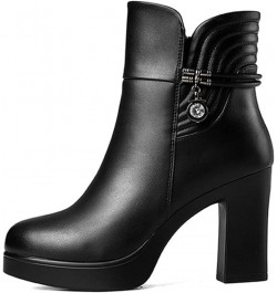 Women's Boots, Warm in Winter, Plush High Heels, Urban Casual and Comfortable, Can Wear Leather Ankle Boots Black $27.98 Boots